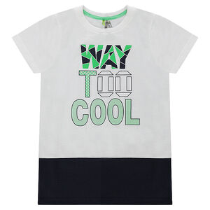 Tee-shirt manches courtes bicolore avec inscription printée 