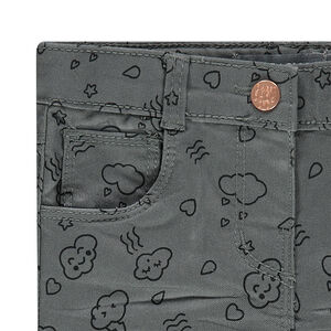 Pantalon en twill coupe slim avec nuages printés all-over 
