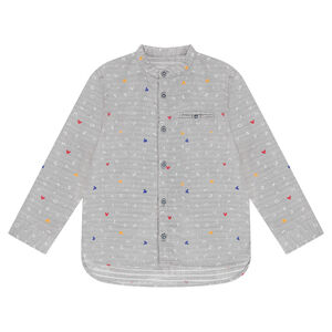 Chemise manches longues avec lettres et serti Mickey Disney 