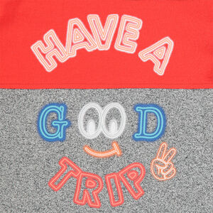 Tee-shirt manches longues tricolore avec inscriptions printées style néon 