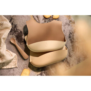 Lot de 2 bavoirs silicone avec bac de récupération Natural Shades 