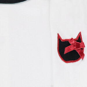 Tee-shirt manches longues en jersey avec badge forme chat 