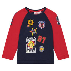 Tee-shirt manches longues avec prints et badges Sam Le Pompier 