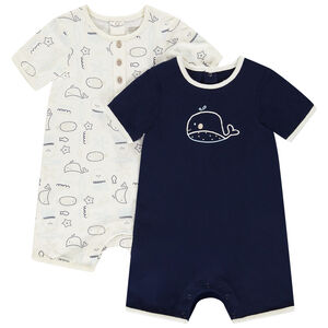 Lot de 2 combinaisons courtes baleine fantaisie pour bébé garçon 