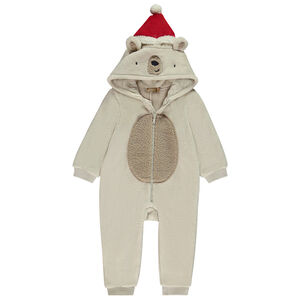 Surpyjama ourson ludique à capuche bonnet de Noël pour bébé garçon 