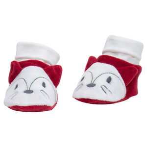 Chaussons en velours forme renard avec détails brodés 