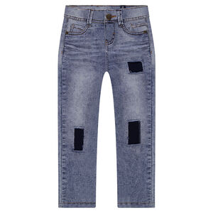 Junior - Jeans slim effet used avec patchs 