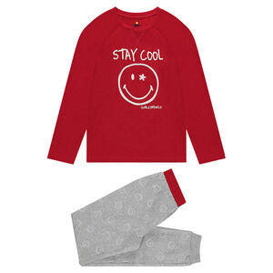 Junior - Pyjama en jersey avec print Smiley fluorescent 
