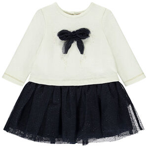 Robe de fête effet 2 en 1 bi-matière pour bébé fille 