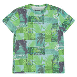 Junior - Tee-shirt manches courtes en jersey avec palmiers all-over 