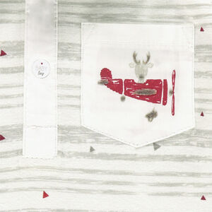 Polo manches longues à fines rayures et poche printée 