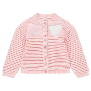 Gilet en tricot ottoman avec clin d'oeil brodé et coeur 