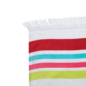 Serviette de plage avec rayures contrastées et franges 