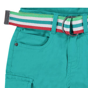 Bermuda cargo à poches et ceinture rayée amovible 