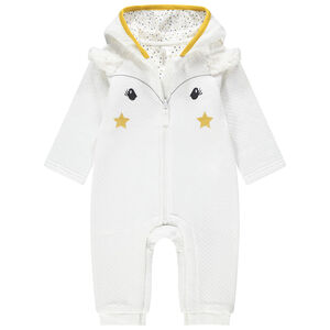 Combinaison longue à capuche avec fausse fourrure 