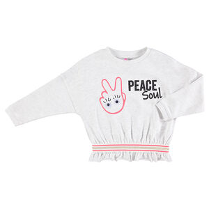 Sweat en molleton avec prints fantaisie et yeux plastifiés  