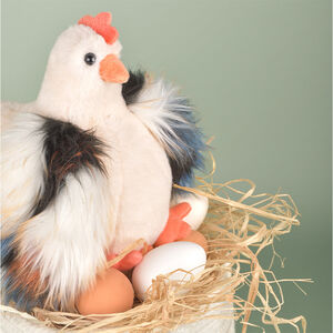 Peluche poule Les Poulettes 20cm Beige 
