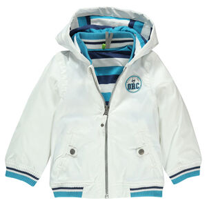 Coupe-vent à capuche avec doublure jersey à rayures 