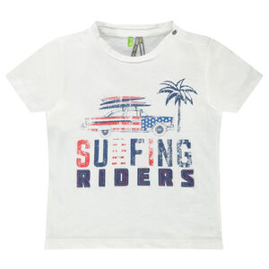 Tee-shirt manches courtes avec voiture effet used printée 