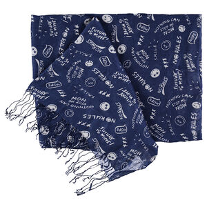 Chèche en voile de viscose motifs Smiley all-over 