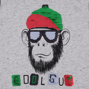 Junior - Tee-shirt manches longues effet neps avec singe en sequins magiques 