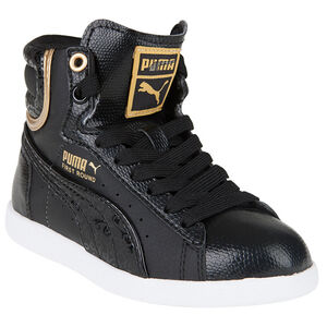 PUMA First Round - Baskets montantes noires et dorées  