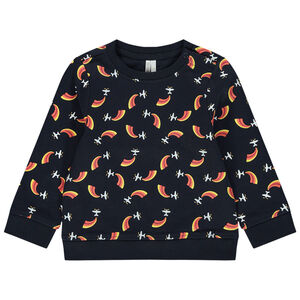 Sweat en molleton imprimé all-over à col pressionné 