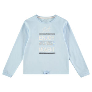 Junior - Sweat en molleton uni avec message printé et sequins 