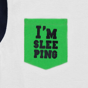 Pyjama en jersey avec bandes printées et poche 