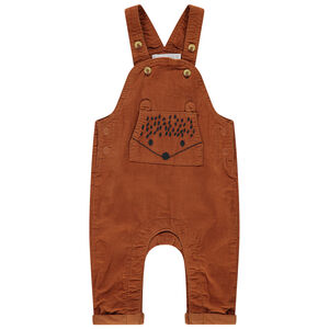 Salopette longue en velours côtelé et poche kangourou 