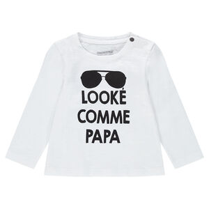 Tee-shirt manches longues en jersey avec print fantaisie et col pressionné 