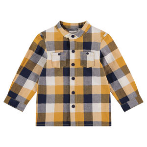 Chemise manches longues à carreaux avec patchs sur les coudes 