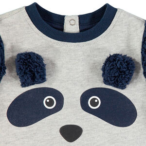 Sweat en molleton avec manches en sherpa et pandan printé 