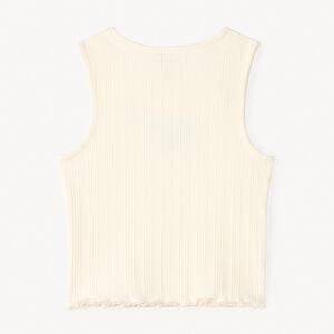 Débardeur en maille côtelée fantaisie broderie "Saint Tropez" fille 