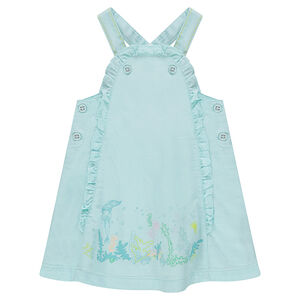 Robe en coton fantaisie avec print sur le devant et volants 