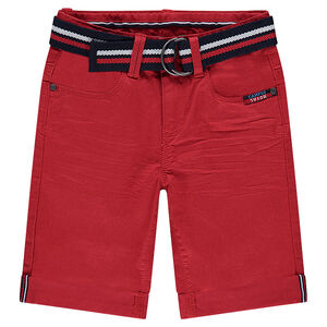 Bermuda en twill effet crinkle avec ceinture tressée amovible 