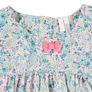 Tunique manches courtes volantées avec fleurs imprimées 