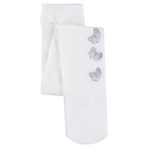 Collant uni avec papillons printés et sequins 