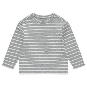 Tee-shirt manches longues en jersey fantaisie rayé avec poche 