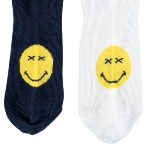 Lot de 2 paires de chaussettes assorties avec Smiley en jacquard 