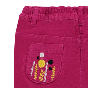 Pantalon coupe droite en velours avec poches brodées 