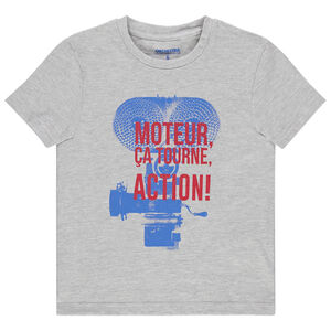 T-shirt manches courtes en coton bio à motif printé fantaisie  