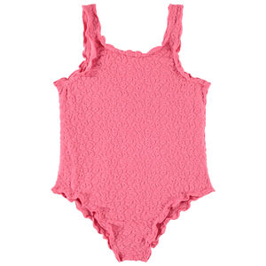 Maillot de bain 1 pièce uni avec motif animalier en relief fille 