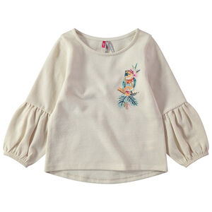 Sweat en molleton à manches ballon et broderie florale 