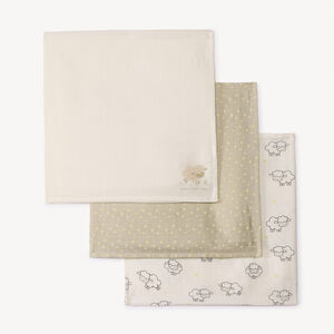 Lot de 3 langes en tetra motifs mouton pour bébé 