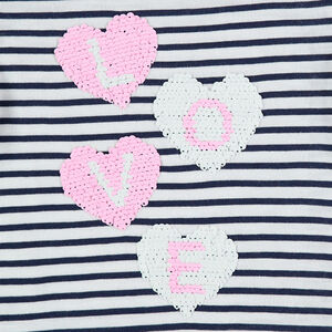 Tee-shirt rayé all-over avec coeurs en sequins magiques 