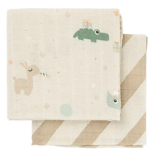Lot de 2 langes mousseline 65x65cm Celebration Sable 