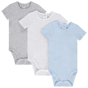 Lot de 3 bodys manches courtes unis pour bébé garçon 