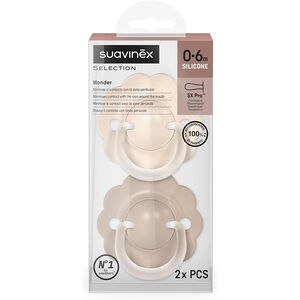 Sucette silicone réversible SX Pro 0-6M Wonder Light Brown/Beige 2pcs 