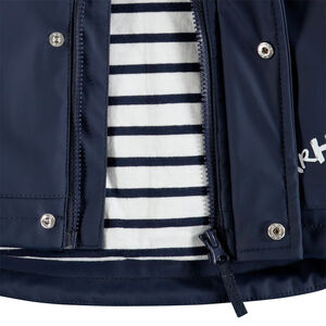 Parka à capuche en gomme doublé jersey rayé à détails dinosaure 